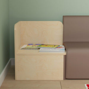 Bright Beginnings Commercial Grade Modular Classroom Seating Wooden Corner Table, Natural Finish