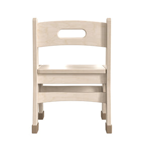 Bright Beginnings Set of 2 Commercial Grade Wooden Classroom Chairs, 9" Seat Height with Non-Slip Foot Caps and Built-In Carrying Handle, Natural Finish