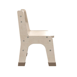 Bright Beginnings Set of 2 Commercial Grade Wooden Classroom Chairs, 9" Seat Height with Non-Slip Foot Caps and Built-In Carrying Handle, Natural Finish