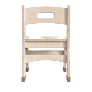 Bright Beginnings Set of 2 Commercial Grade Wooden Classroom Chairs, 10" Seat Height with Non-Slip Foot Caps and Built-In Carrying Handle, Natural Finish