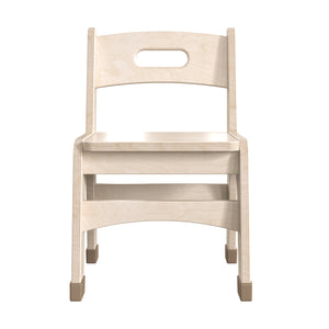 Bright Beginnings Set of 2 Commercial Grade Wooden Classroom Chairs, 10" Seat Height with Non-Slip Foot Caps and Built-In Carrying Handle, Natural Finish