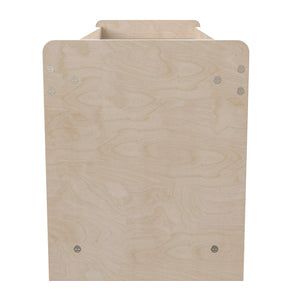 Bright Beginnings Commercial Grade Modular Wooden Classroom Open Storage Unit with Upper Shelf with Raised Edges, Natural Finish