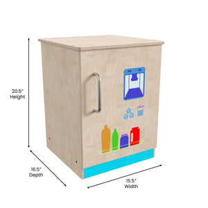 Bright Beginnings Commercial Grade Wooden Children's Kitchen Refrigerator with Integrated Storage