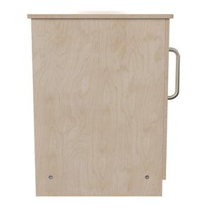 Bright Beginnings Commercial Grade Wooden Children's Kitchen Refrigerator with Integrated Storage