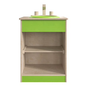 Bright Beginnings Commercial Grade Wooden Children's Kitchen Sink with Integrated Storage