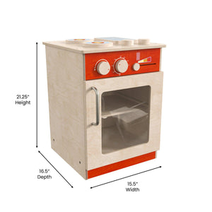 Bright Beginnings Commercial Grade Wooden Children's Kitchen Stove with Integrated Storage