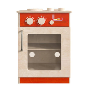Bright Beginnings Commercial Grade Wooden Children's Kitchen Stove with Integrated Storage
