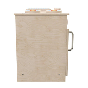 Bright Beginnings Commercial Grade Wooden Children's Kitchen Stove with Integrated Storage