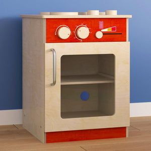 Bright Beginnings Commercial Grade Wooden Children's Kitchen Stove with Integrated Storage
