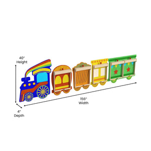 Bright Beginnings Commercial Grade Wooden Train STEAM Wall System with 5 Accessory Panel Holders