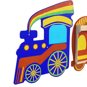 Bright Beginnings Commercial Grade Wooden Train STEAM Wall System with 5 Accessory Panel Holders