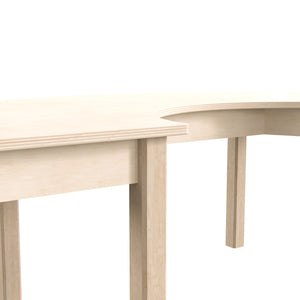 Bright Beginnings Commercial Grade Wooden Half Circle Preschool Classroom Activity Table, 29.5"W x 59"D x 18"H, Beech