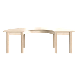 Bright Beginnings Commercial Grade Wooden Half Circle Preschool Classroom Activity Table, 29.5"W x 59"D x 18"H, Beech
