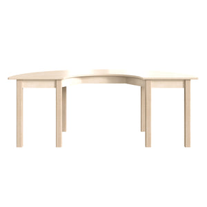 Bright Beginnings Commercial Grade Wooden Half Circle Preschool Classroom Activity Table, 29.5"W x 59"D x 21"H, Beech