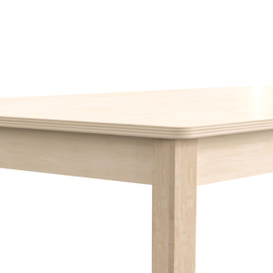 Bright Beginnings Commercial Grade Wooden Trapezoid Preschool Classroom Activity Table, 20.75"W x 47.25"D x 14.5"H, Beech