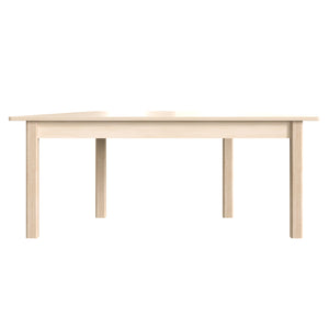 Bright Beginnings Commercial Grade Wooden Trapezoid Preschool Classroom Activity Table, 20.75"W x 47.25"D x 18"H, Beech