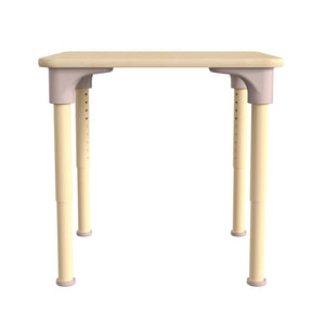 Bright Beginnings 24" Square Commercial Grade Wooden Adjustable Height Classroom Activity Table, 15"H - 23"H, Beech