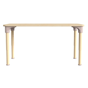 Bright Beginnings 23.5" x 47" Commercial Grade Wooden Rectangle Adjustable Height Classroom Activity Table, 15"H - 23"H, Beech