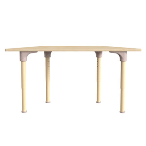 Bright Beginnings 47" Commercial Grade Wooden Trapezoid Adjustable Height Classroom Activity Table, 15"H - 23"H, Beech