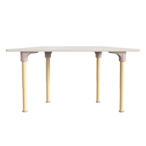 Bright Beginnings 47" Commercial Grade Wooden Trapezoid Adjustable Height Classroom Activity Table, 15"H - 23"H, Beech/White