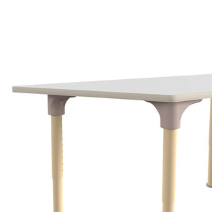 Bright Beginnings 47" Commercial Grade Wooden Trapezoid Adjustable Height Classroom Activity Table, 15"H - 23"H, Beech/White