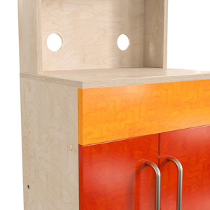 Bright Beginnings Commercial Grade Wooden Children's Kitchen Cabinet with Microwave