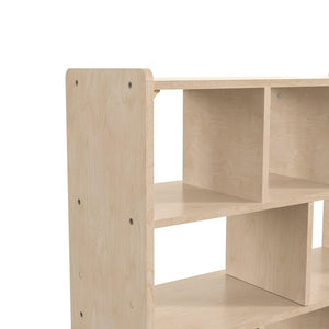 Bright Beginnings Commercial Grade 8 Section Modular Wooden Classroom Open Storage Unit, Natural Finish