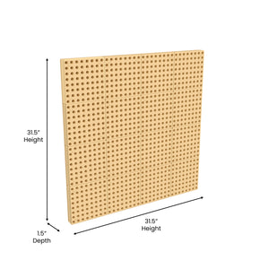 Bright Beginnings Commercial Grade Multipurpose Modular STEAM Wall Peg System Panel, 31.5"L x 31.5"H, Natural Finish
