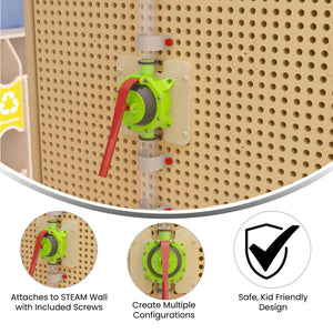 Bright Beginnings Commercial Grade 10 Piece Modular STEAM Wall STEAM Accessories, Pipe Builder, Hand Pump and Accessories