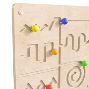 Bright Beginnings Commercial Grade STEAM Wall Activity Board with Natural Finish and Multicolor Accents, Maze Motor Skills
