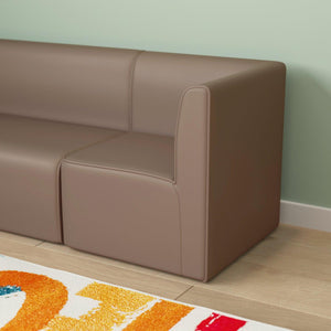 Bright Beginnings Commercial Grade Modular Classroom Soft Seating, 1-Seater Corner Chair, Neutral Vinyl