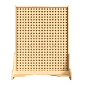 Bright Beginnings Commercial Grade Natural Finish Wooden Double Sided Freestanding STEAM Wall Base with Peg Panels