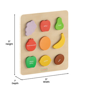 Bright Beginnings Commercial Grade Birch Plywood STEM Fruit Shapes Puzzle Board, Natural/Multicolor