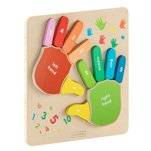 Bright Beginnings Commercial Grade Birch Plywood STEM Hand Counting Learning Puzzle Board, Natural/Multicolor
