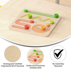 Bright Beginnings Commercial Grade STEM Sliding Shapes Learning Board, Natural/Multicolor