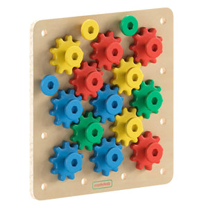 Bright Beginnings Commercial Grade Birch Plywood STEM Gear Building Busy Board, Natural/Multicolor
