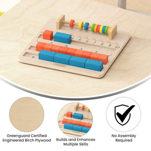 Bright Beginnings Commercial Grade STEM Number Counting Learning Board in Natural Finish with Multicolor Accents