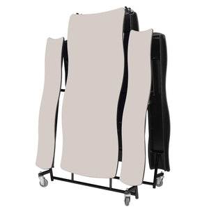 Mobile Cafeteria Table with Benches, 12' Swerve, MDF Core, Black ProtectEdge, Textured Black Frame