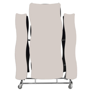 Mobile Cafeteria Table with Benches, 12' Swerve, Plywood Core, Vinyl T-Mold Edge, Chrome Frame