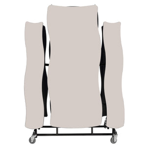 Mobile Cafeteria Table with Benches, 12' Swerve, Plywood Core, Vinyl T-Mold Edge, Textured Black Frame