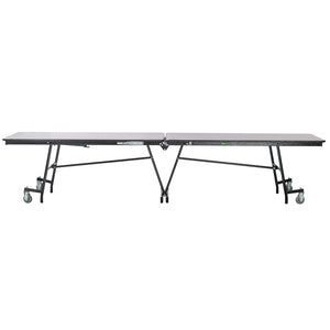 Quick Ship Mobile Shape Cafeteria Table, 12' Rectangle, MDF Core, ProtectEdge, Textured Black Frame, Grey Nebula Top