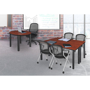 Kee Training Table and Chair Package, Kee 60" x 24" Post Leg Training/Seminar Table with 2 Cadence Nesting Chairs