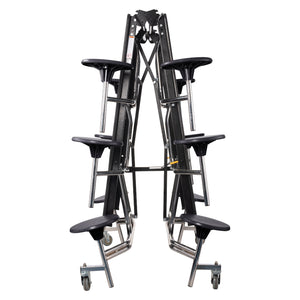 Mobile Cafeteria Table with 12 Stools, 10'L Rectangular, MDF Core, Black ProtectEdge, Chrome Frame