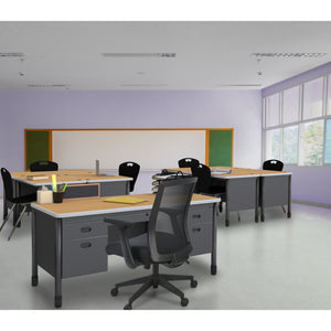 Mesa Metal Double Pedestal Teacher's Desk with Center Drawer, 60" x 30"