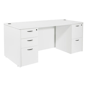 "Napa White" Double Full Pedestal Desk, 66" x 30" x 29" H