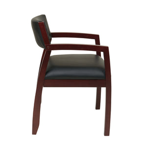 Napa Guest Chair with Upholstered Back, Black Bonded Leather Upholstery