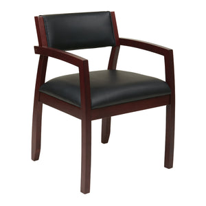 Napa Guest Chair with Upholstered Back, Black Bonded Leather Upholstery