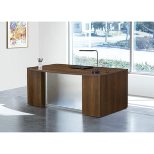 Napa StepFront Bow Top Desk with Glass Modesty Panel, 71" x 40" x 29" H