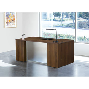 Napa StepFront Double Pedestal Desk with Glass Modesty Panel, 71” x 36” x 29" H