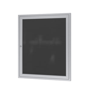 Ghent Enclosed Black Flannel Letter Board with Satin Aluminum Frame